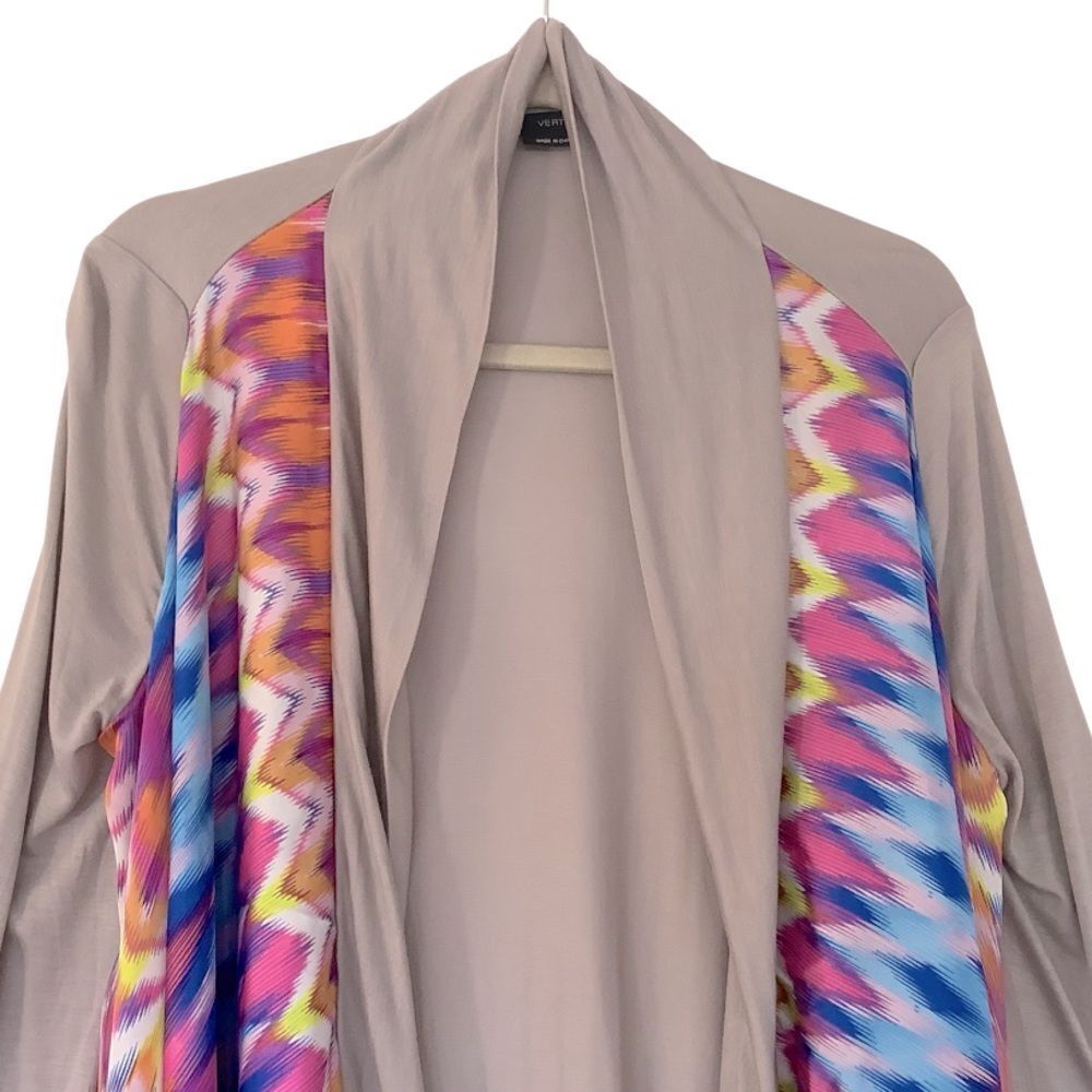 Vertigo Boho Open Front Drape Cardigan Tapue Multi Color Waterfall Jacket Medium - Picture 4 of 10